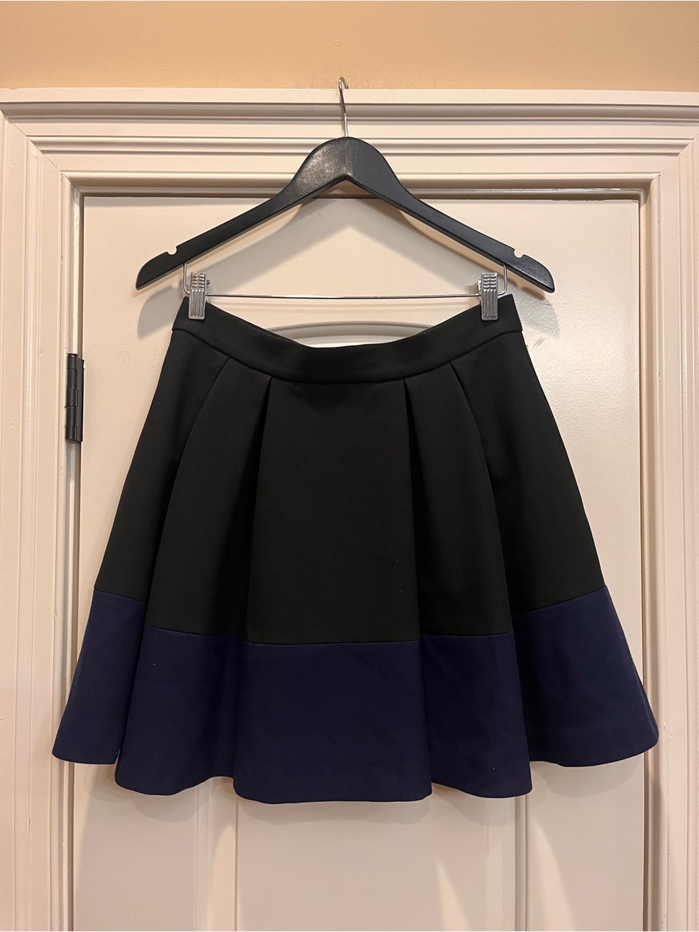Maje Black and Navy Pleated Skirt